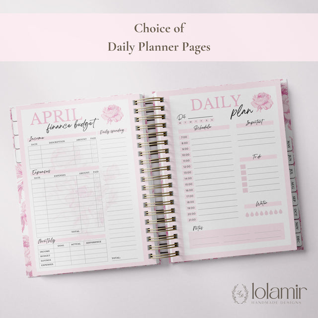 Dreamy Peonies | Weekly Spiral Planner | Pink