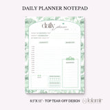 Daily Planner Notepad Green Lilies | Tear Off Undated Letter Size | Gift