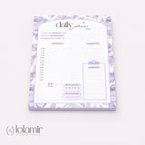 Daily Planner Notepad Purple Lilies | Tear Off Undated Letter Size | Gift