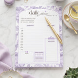Daily Planner Notepad Purple Lilies | Tear Off Undated Letter Size | Gift