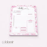 Daily Planner Notepad Pink Lilies | Tear Off Undated Letter Size | Gift