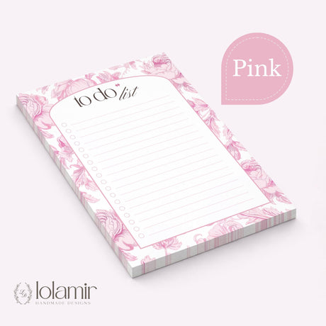 To Do List Floral Notepad 5x7 | Aesthetic Desk Notepad | Daily Task Pad | Cute Stationery Gift for Her | Pink Purple Blue Green Notepad