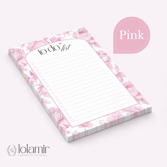 To Do List Floral Notepad 5x7 | Aesthetic Desk Notepad | Daily Task Pad | Cute Stationery Gift for Her | Pink Purple Blue Green Notepad