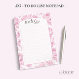 To Do List Floral Notepad 5x7 | Aesthetic Desk Notepad | Daily Task Pad | Cute Stationery Gift for Her | Pink Purple Blue Green Notepad