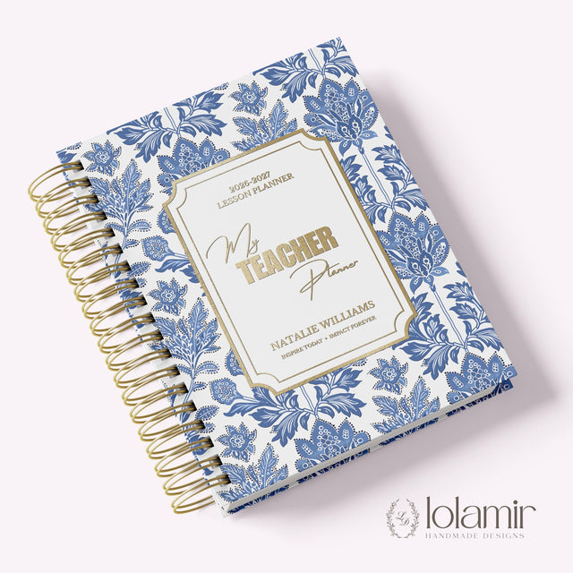 Personalized Teacher Planner 2026-2027, Spiral Hardcover High School Academic Lesson Planner, Back to School Teacher Gift , Paisley Garden