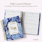 Teacher Daily Lesson Planner | Wire Bound Academic Planner Companion | Personalized Undated Daily | Back to School Teacher Gift, Floral