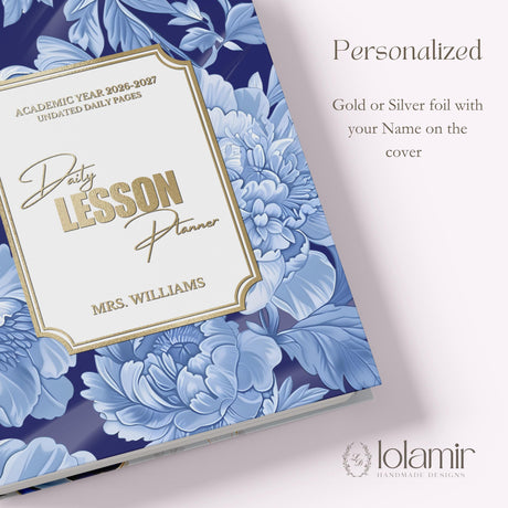 Teacher Daily Lesson Planner | Wire Bound Academic Planner Companion | Personalized Undated Daily | Back to School Teacher Gift, Floral