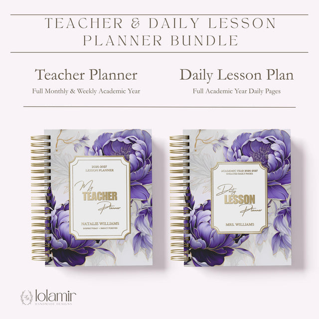 Teacher Daily Lesson Planner 2026-2027, High School Lesson Plan Companion Custom Spiral Hardcover Academin Year Back to School Teacher Gift