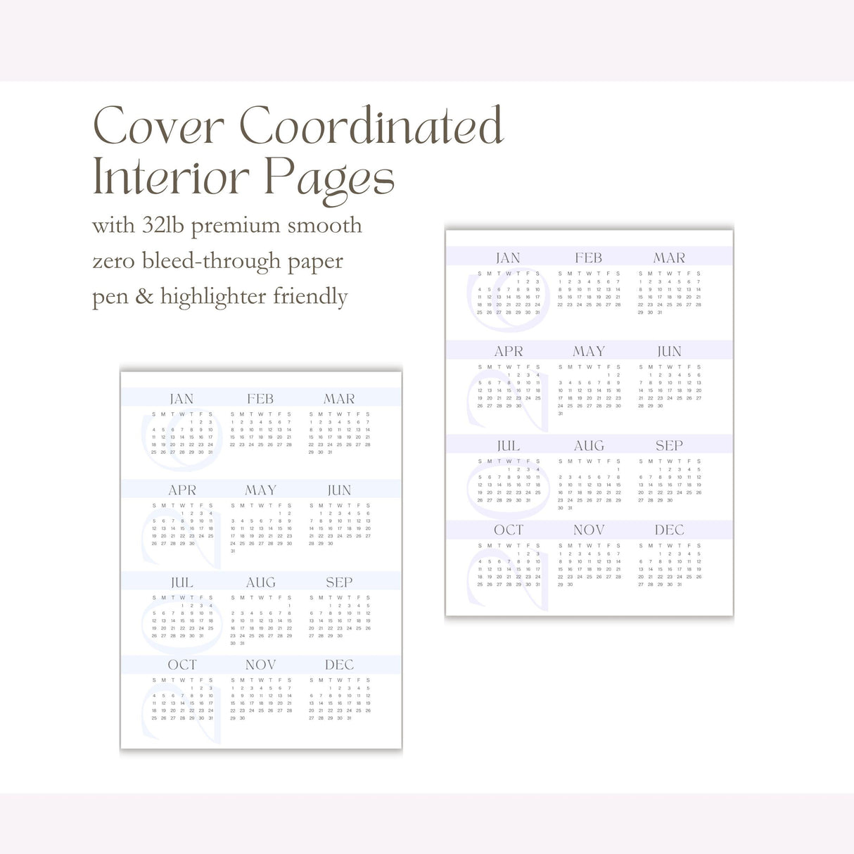 My Teacher Planner cover-coordinated yearly calendar interior pages on 32lb premium paper