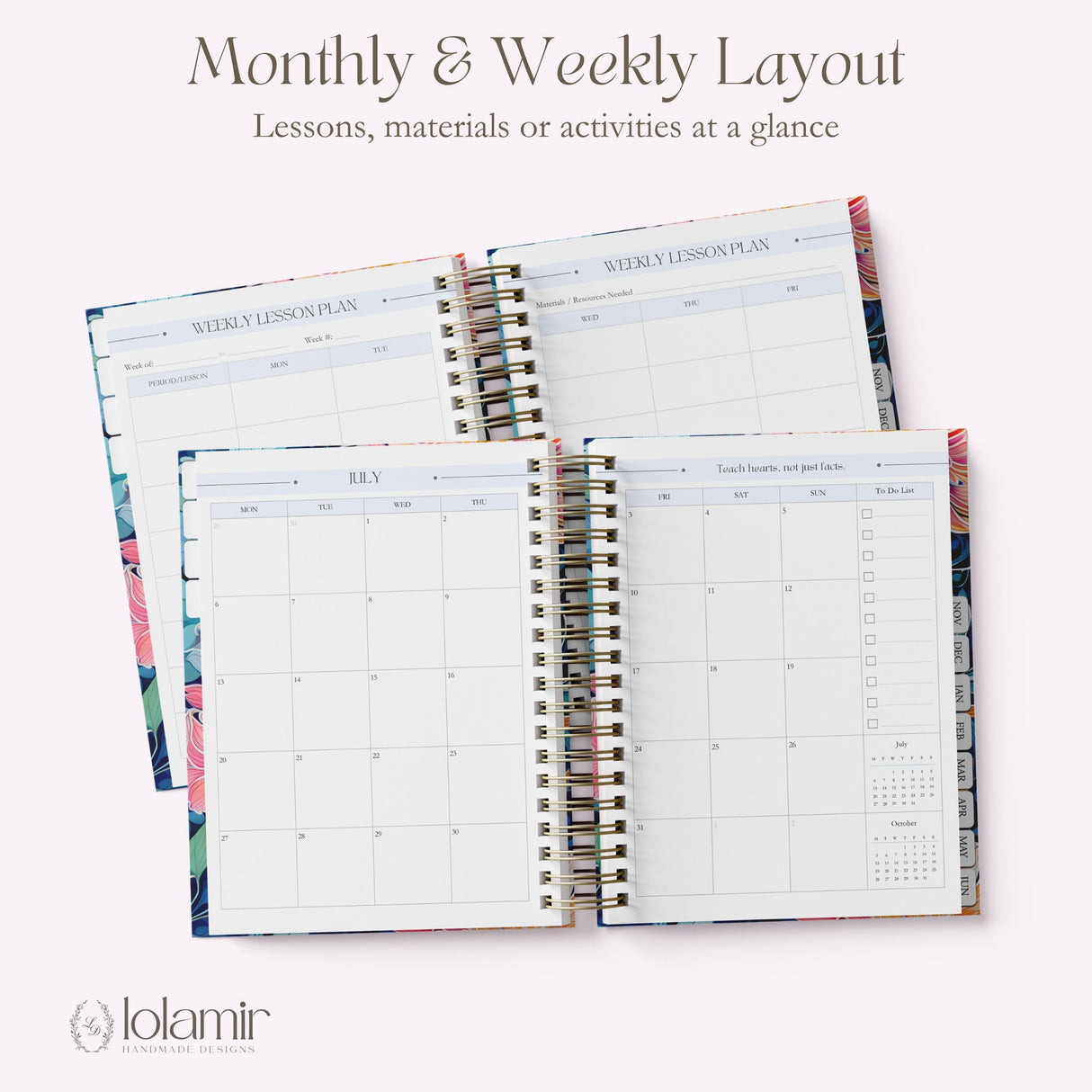 My Teacher Planner monthly and weekly lesson plan layout pages