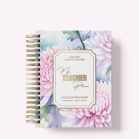 Teacher Planner 2026-2027, Monthly & Weekly Academic Year Lesson Plan Book - Serene Blooms Floral Hardcover, Back to School Teacher Gift