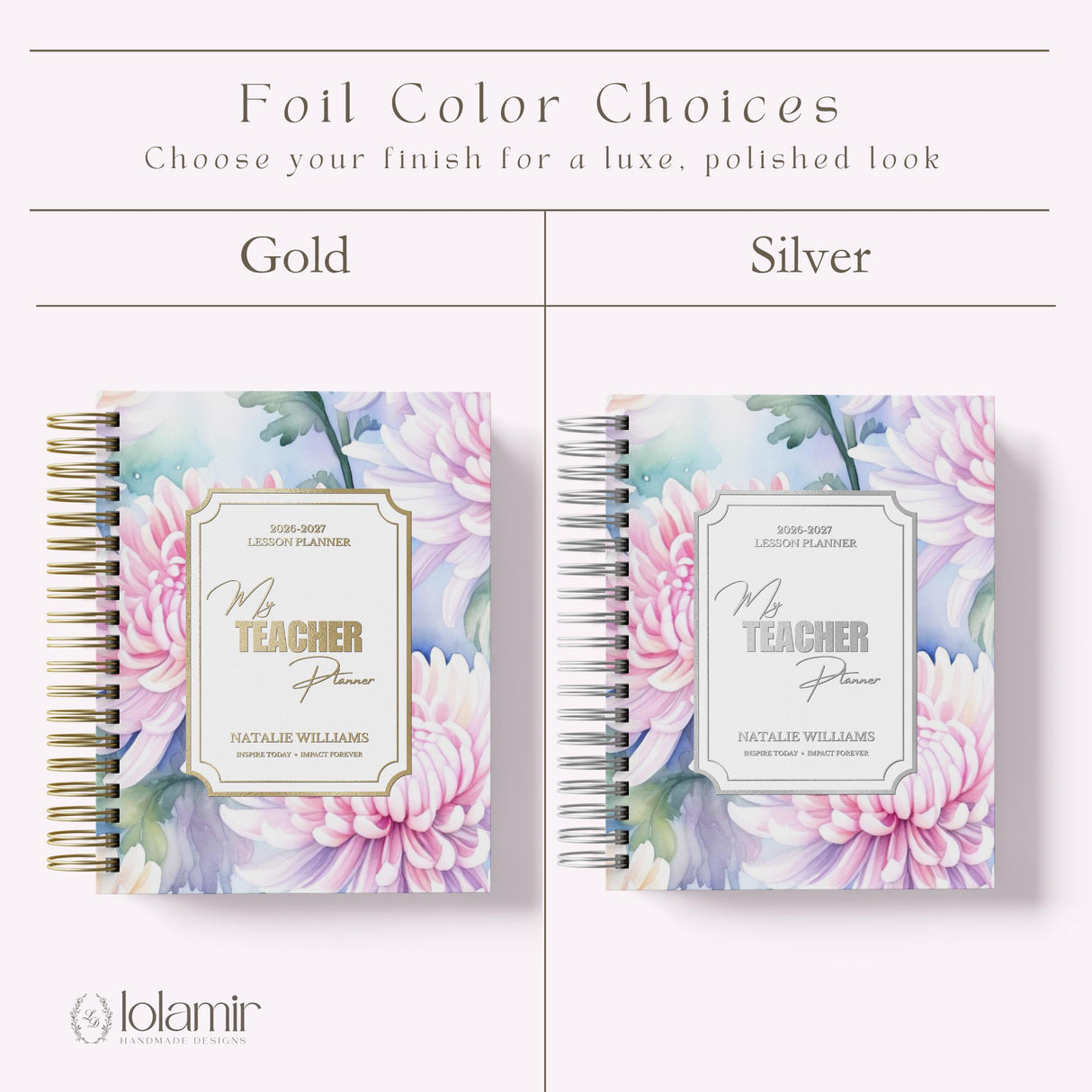 Teacher Planner 2026-2027, Monthly & Weekly Academic Year Lesson Plan Book - Serene Blooms Floral Hardcover, Back to School Teacher Gift