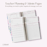 Teacher Planner 2026-2027, Monthly & Weekly Academic Year Lesson Plan Book - Serene Blooms Floral Hardcover, Back to School Teacher Gift