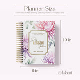 Teacher Daily Lesson Planner, Academic Year 2026-2027 - Personalized Serene Blooms Spiral Hardcover Cover, Back to School Teacher Gift