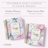 Teacher Daily Lesson Planner, Academic Year 2026-2027 - Personalized Serene Blooms Spiral Hardcover Cover, Back to School Teacher Gift