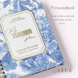 Teacher Planner 2026-2027, High School Lesson Plan, Spiral Hardcover, Academic Year, Teacher Gift Back to School, Blue Floral
