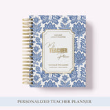 Personalized Teacher Planner 2026-2027, Spiral Hardcover High School Academic Lesson Planner, Back to School Teacher Gift , Paisley Garden
