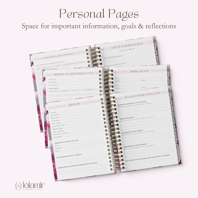 Teacher Planner 2026-2027, Custom Monthly & Weekly High School Lesson Plan, Spiral Hardcover, Academic Year, Teacher Gift Back to School