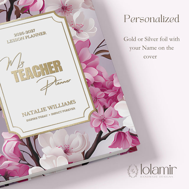 Teacher Planner 2026-2027, Custom Monthly & Weekly High School Lesson Plan, Spiral Hardcover, Academic Year, Teacher Gift Back to School