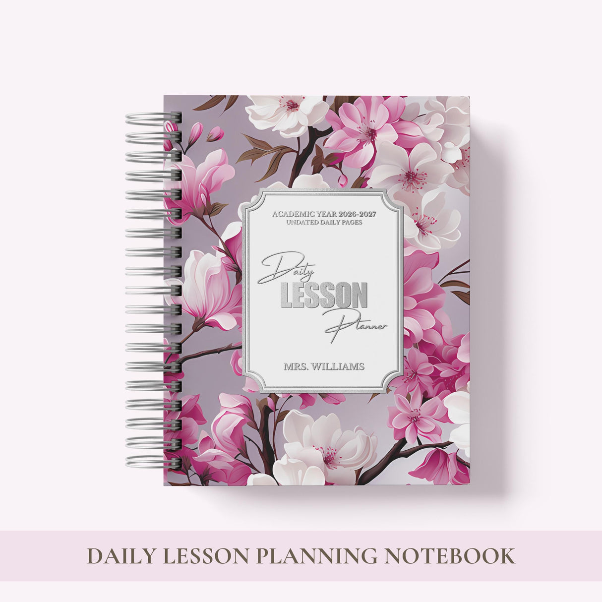 Custom Teacher Daily Lesson Planner - Wire Bound Academic Planner Companion - Personalized Undated Daily - Back to School Teacher Gift