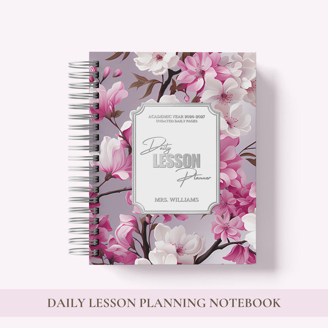 Custom Teacher Daily Lesson Planner | Wire Bound Academic Planner Companion | Personalized Undated Daily | Back to School Teacher Gift