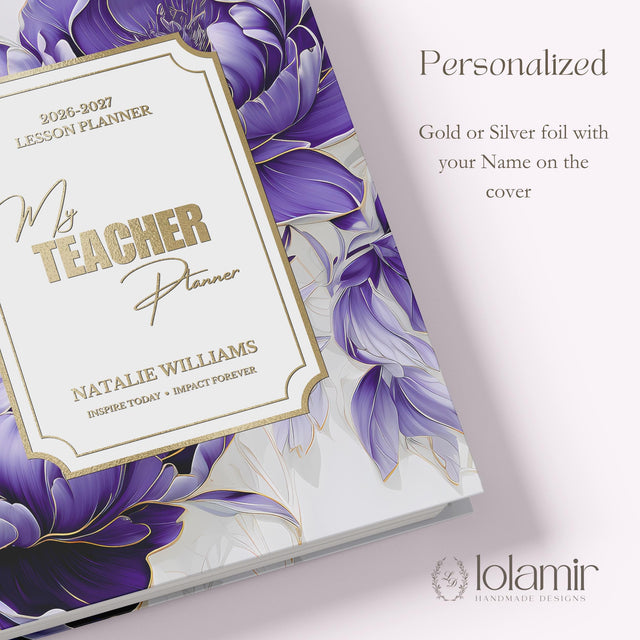 Teacher Planner 2026-2027, Monthly & Weekly High School Lesson Plan, Custom Spiral Hardcover, Academic Year, Back to School Teacher Gift