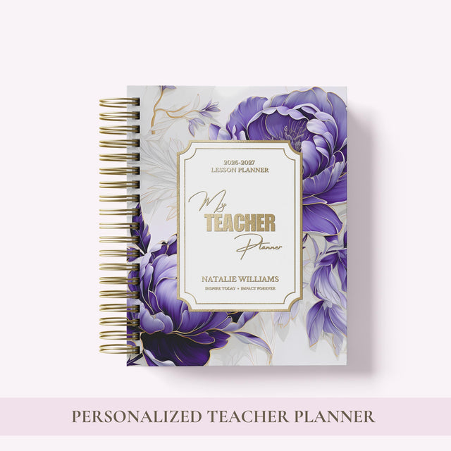 Teacher Planner 2026-2027, Monthly & Weekly High School Lesson Plan, Custom Spiral Hardcover, Academic Year, Back to School Teacher Gift