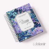 Daily Lesson Planner silver foil cover, angled view, Lolamir Handmade Designs