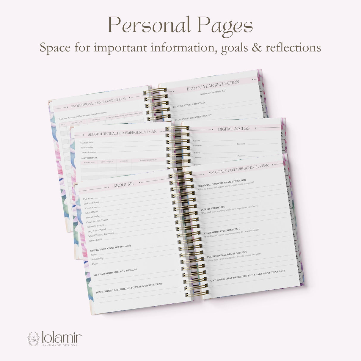 Teacher Planner 2026-2027, Monthly & Weekly Academic Year Lesson Plan Book - Serene Blooms Floral Hardcover, Back to School Teacher Gift
