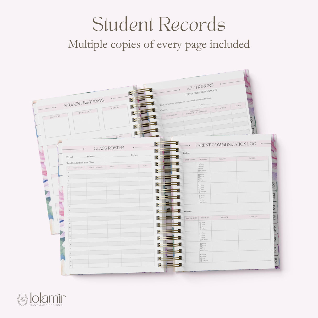 Teacher Planner 2026-2027, Monthly & Weekly Academic Year Lesson Plan Book - Serene Blooms Floral Hardcover, Back to School Teacher Gift