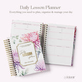 Teacher Daily Lesson Planner, Academic Year 2026-2027 - Personalized Serene Blooms Spiral Hardcover Cover, Back to School Teacher Gift
