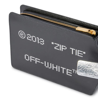 Zip Tie Medium Clutch in Black/Silver Handbags OFF WHITE - LOLAMIR
