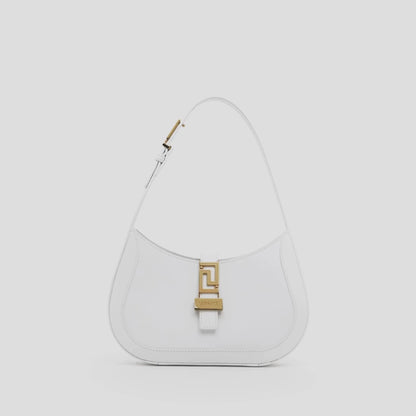 Greca Goddess Small Hobo Bag in White